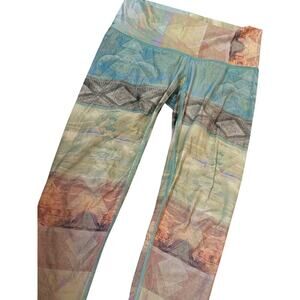 EUC Teeki feather pastel leggings yoga activewear sz S